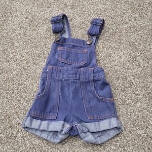 Vintage Mambro Shortalls Denim Blue Jean 1 Piece Bib Shorts Infant Sz 3 Month